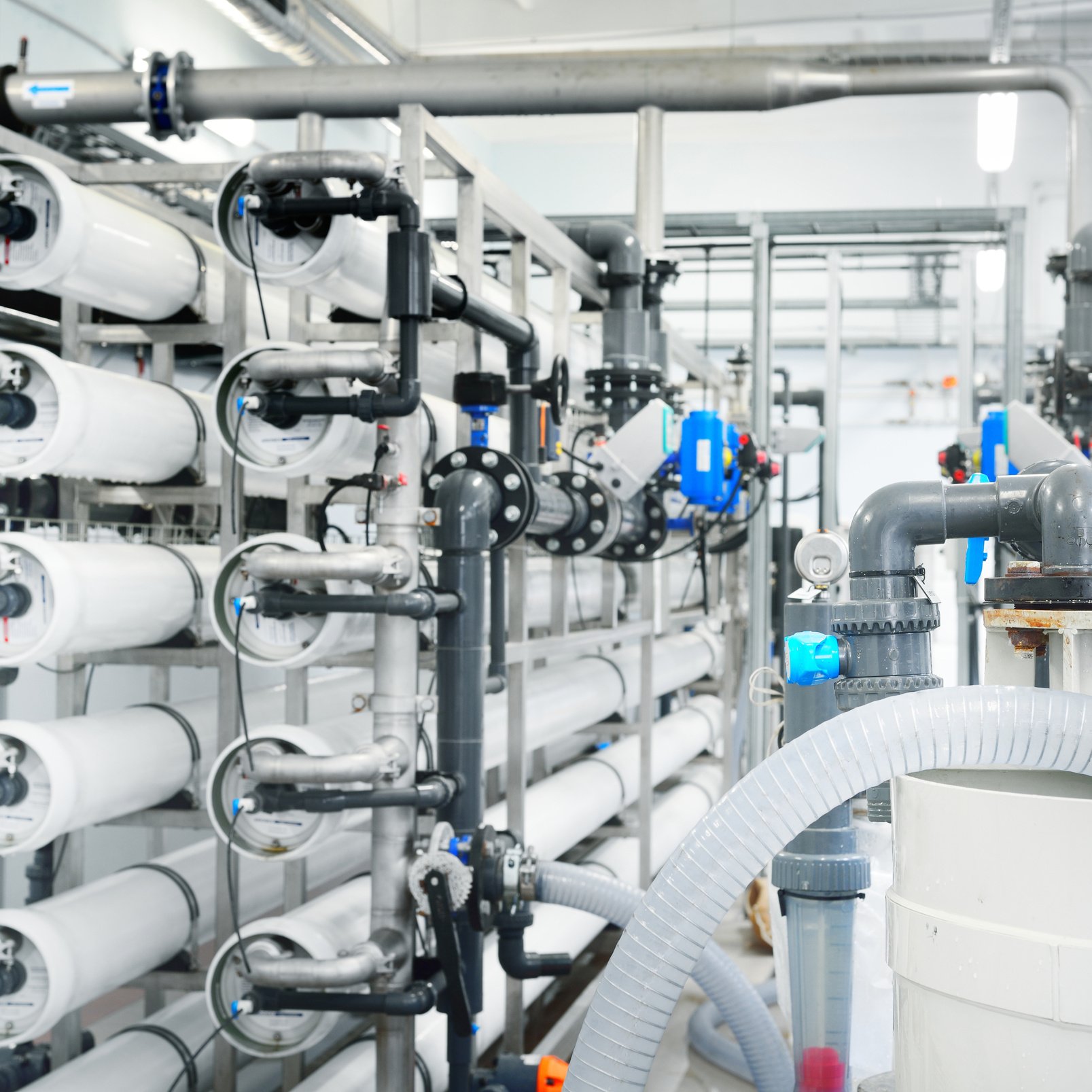 Large industrial water treatment and boiler room. reverse osmosis plant, RO